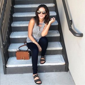 Express Grey Crisscross top